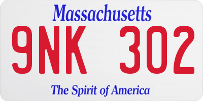MA license plate 9NK302