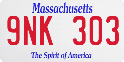 MA license plate 9NK303