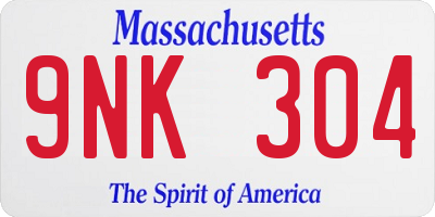 MA license plate 9NK304