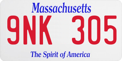 MA license plate 9NK305