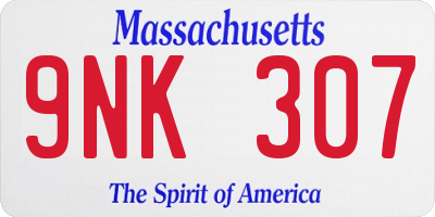 MA license plate 9NK307
