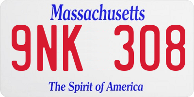 MA license plate 9NK308