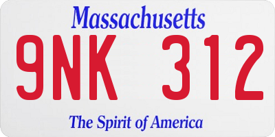 MA license plate 9NK312