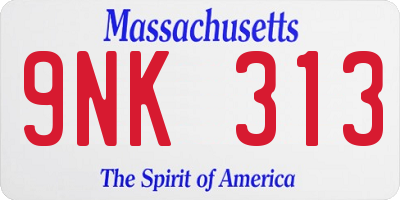 MA license plate 9NK313