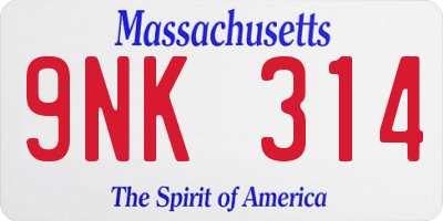 MA license plate 9NK314