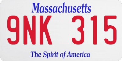MA license plate 9NK315