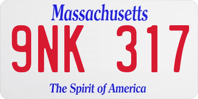MA license plate 9NK317