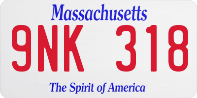MA license plate 9NK318