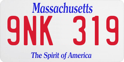 MA license plate 9NK319