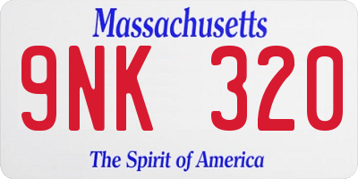 MA license plate 9NK320