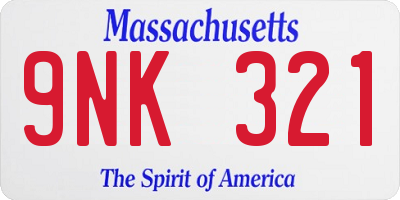 MA license plate 9NK321