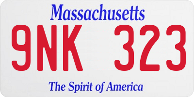 MA license plate 9NK323