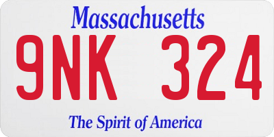 MA license plate 9NK324