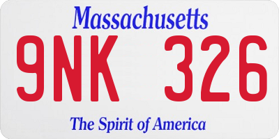 MA license plate 9NK326