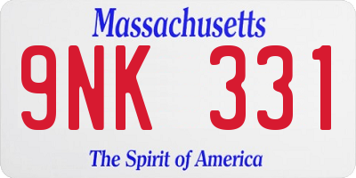 MA license plate 9NK331