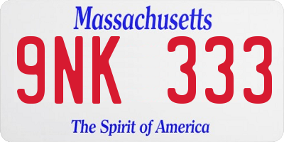 MA license plate 9NK333