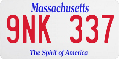 MA license plate 9NK337