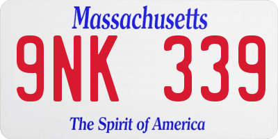 MA license plate 9NK339