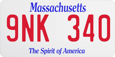 MA license plate 9NK340