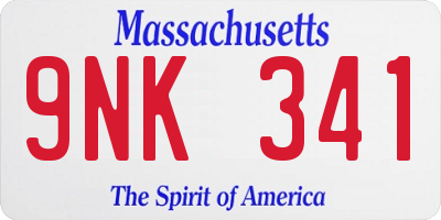 MA license plate 9NK341