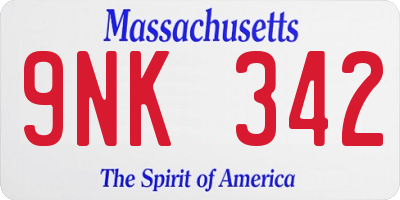MA license plate 9NK342