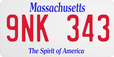 MA license plate 9NK343