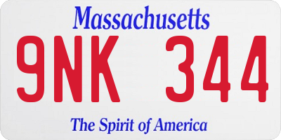 MA license plate 9NK344