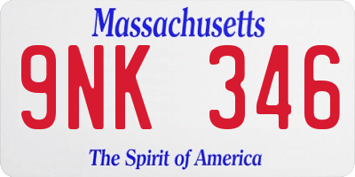 MA license plate 9NK346