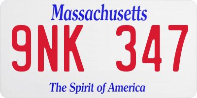 MA license plate 9NK347