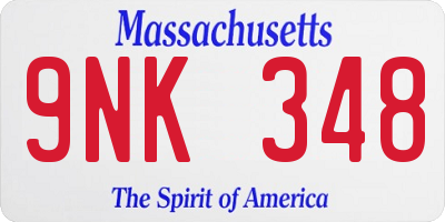 MA license plate 9NK348