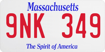 MA license plate 9NK349