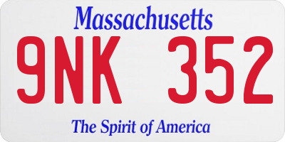 MA license plate 9NK352