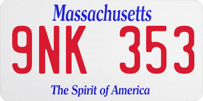 MA license plate 9NK353