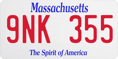 MA license plate 9NK355