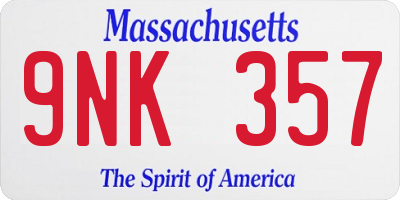 MA license plate 9NK357