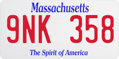 MA license plate 9NK358