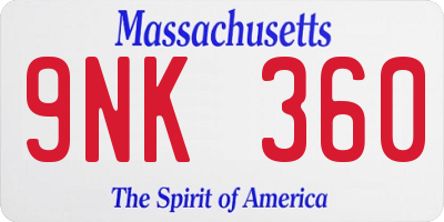 MA license plate 9NK360