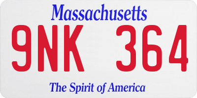 MA license plate 9NK364