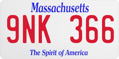 MA license plate 9NK366