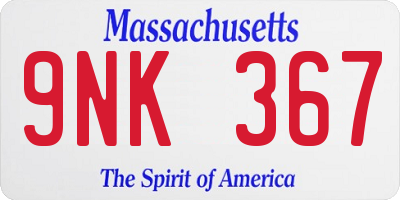 MA license plate 9NK367