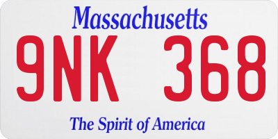 MA license plate 9NK368