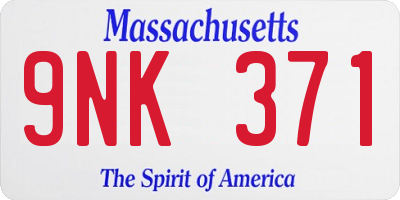 MA license plate 9NK371