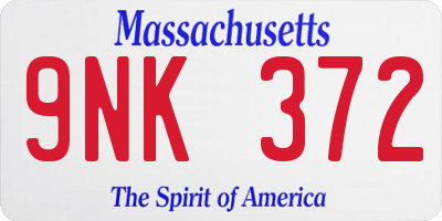 MA license plate 9NK372
