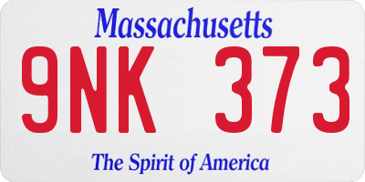 MA license plate 9NK373