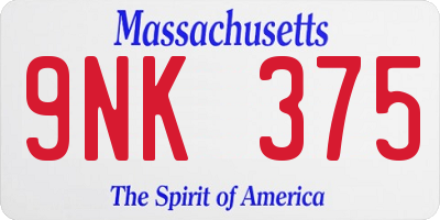 MA license plate 9NK375