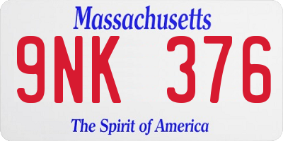 MA license plate 9NK376