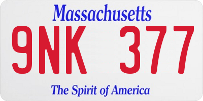 MA license plate 9NK377