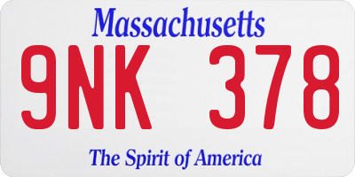 MA license plate 9NK378