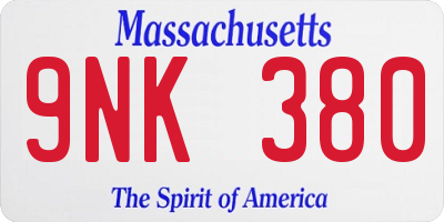 MA license plate 9NK380