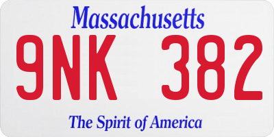 MA license plate 9NK382